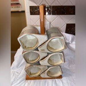 Vintage Rodolfo Padilla Mugs Drip Glaze Set of 6 Pottery Mexico Signed & Stand